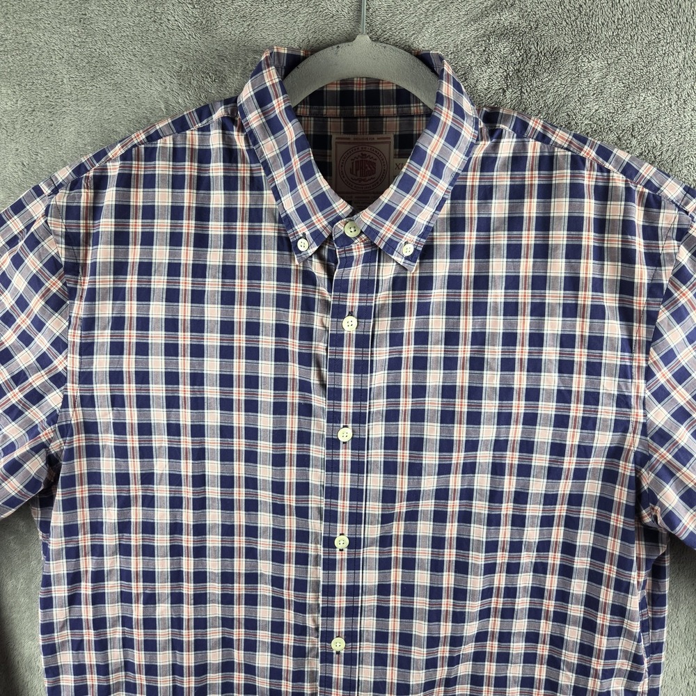 J. Press Trunk Club Exclusive Blue White Red Plaid Button Up Shirt Mens XL